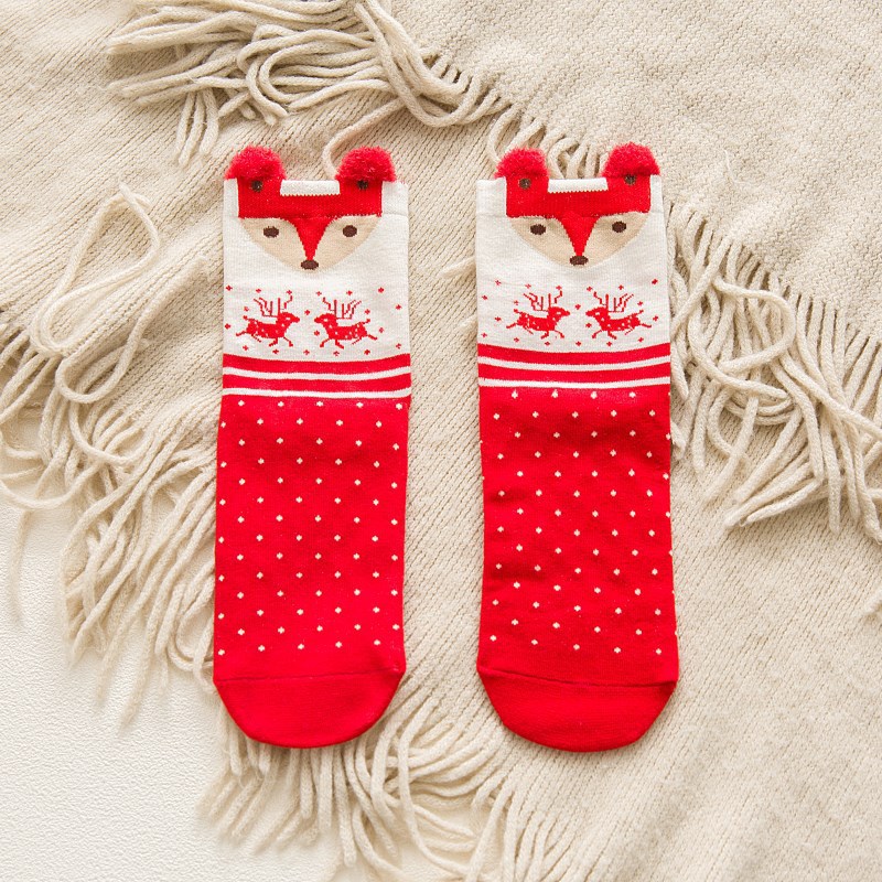 Christmas Stockings Female Autumn And Winter Socks Natal Big Red Sox Ms. Cotton Socks In Tube Socks Three-dimensional Cartoon